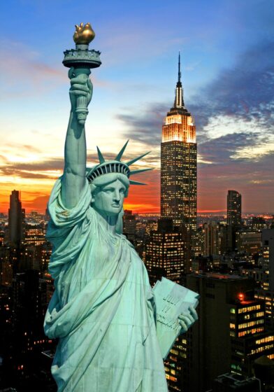 Tải hình ảnh tượng Nữ Thần Tự Do và thành phố New york về đêm