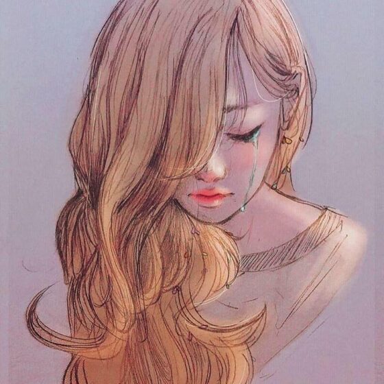 Tổng hợp Hình ảnh buồn khóc vẽ chì