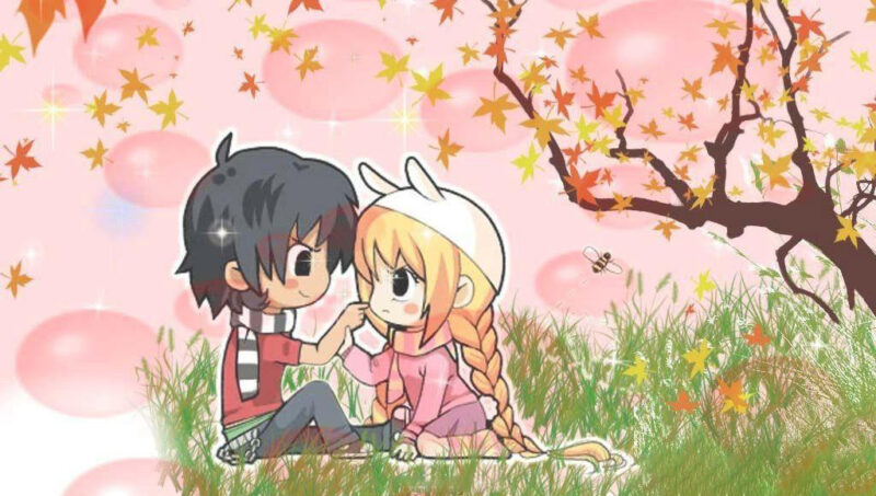 Tổng hợp Hình ảnh Chibi tình yêu lãng mạn trong sân vườn