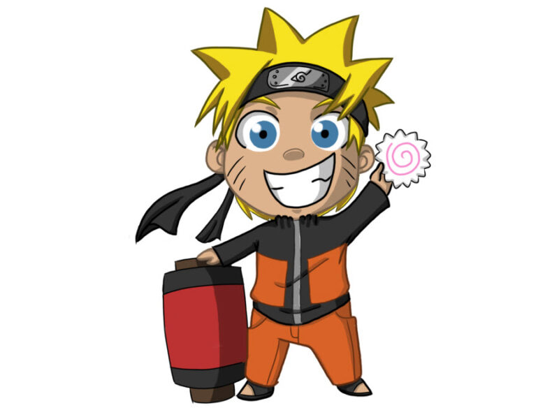 Tổng hợp Hình ảnh Naruto chibi - Naruto cầm chiếc bánh cá