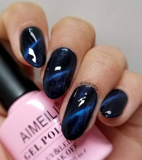 Top những Mẫu nail móng mắt mèo ánh xanh