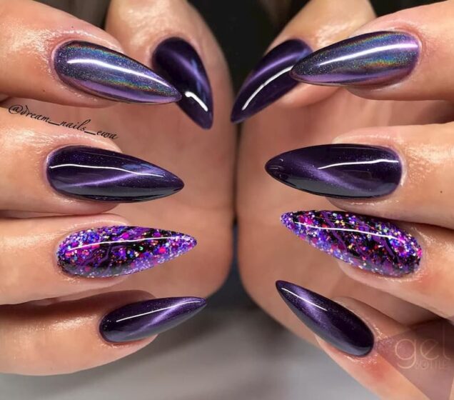 Top những Mẫu nail móng mắt mèo sắc tím