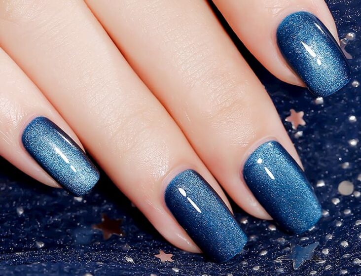 Top những Mẫu nail móng mắt mèo xanh ánh trắng