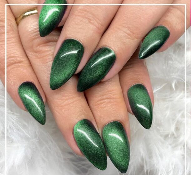 Top những Mẫu nail móng mắt mèo xanh lá