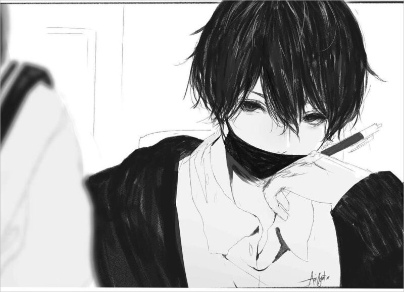 ảnh anime trắng đen cực hiếm