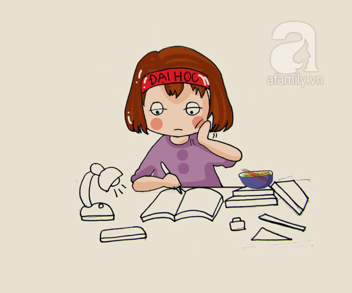 Ảnh quyết tâm ôn thi đại học dễ thương