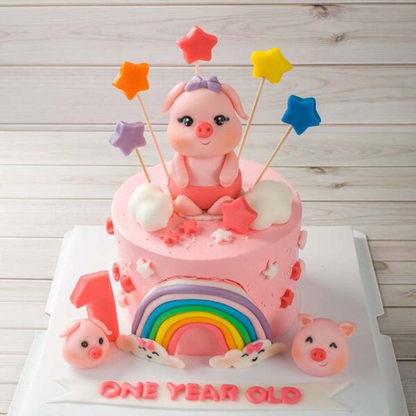 Bánh kem con heo màu hồng