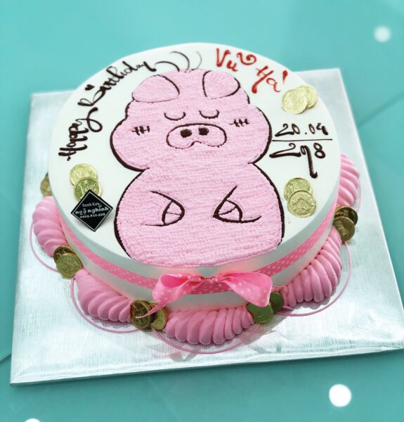 bánh sinh nhật con heo (lợn) cho người tuổi Hợi dễ thương