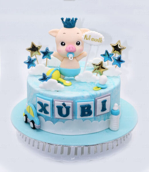 bánh sinh nhật con heo (lợn) cho người tuổi Hợi xanh biển