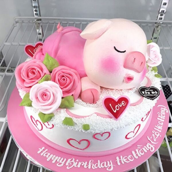Bánh sinh nhật hình con heo cute cho người tuổi Hợi