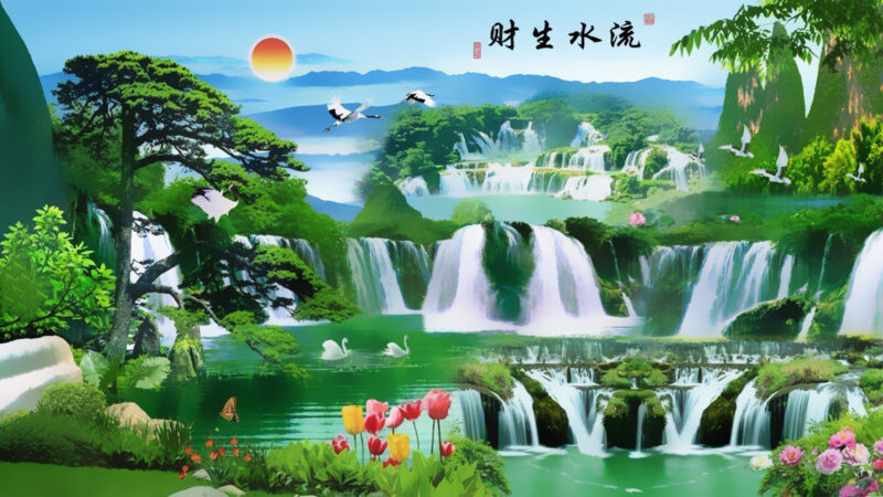 Tải xuống Hình nền phong thủy mệnh Mộc cảnh thác nước