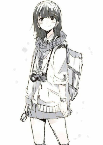 Ảnh anime trắng đen nữ đẹp