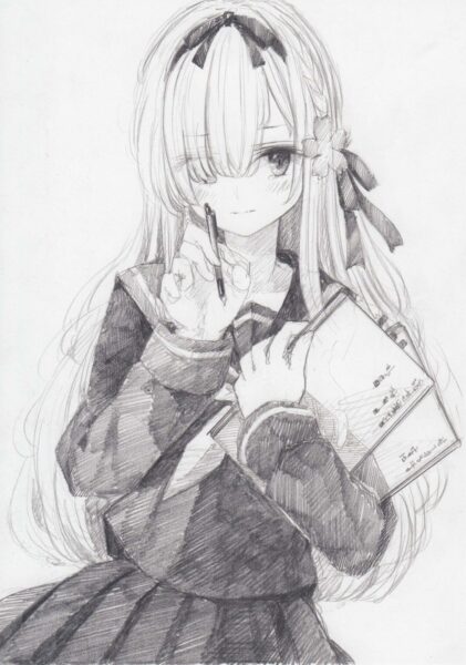 Ảnh anime trắng đen vẽ