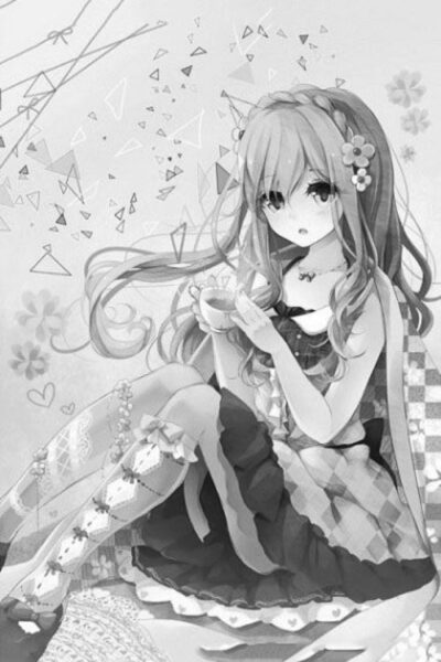 Ảnh anime trắng đen xinh đẹp