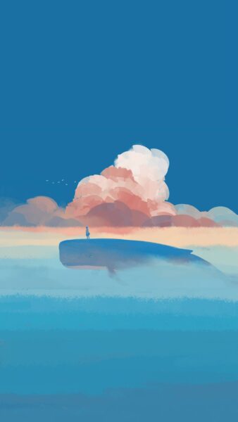 Tải xuống Hình nền cute màu xanh dương cá voi và con người