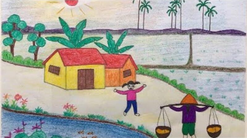 Mẫu  Vẽ tranh cuộc sống của ngày gieo mạ