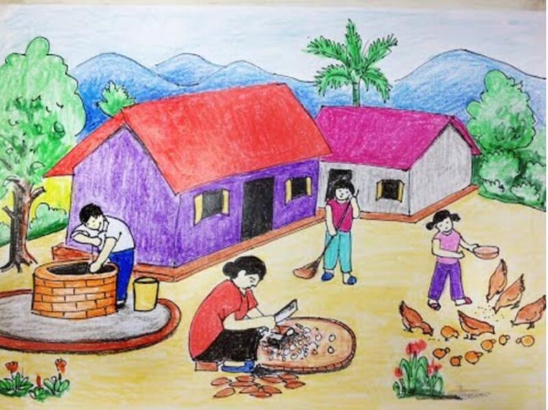 Mẫu  Vẽ tranh cuộc sống sinh hoạt của gia đình nông dân