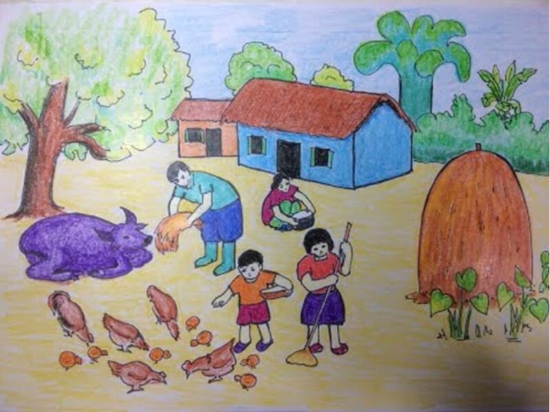 Mẫu  Vẽ tranh cuộc sống sinh hoạt gia đình