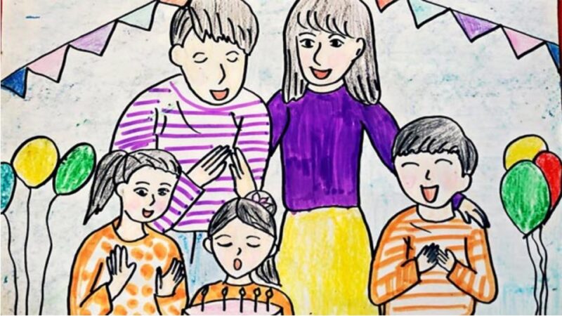 Mẫu  Vẽ tranh cuộc sống sinh hoạt gia đình hòa thuận