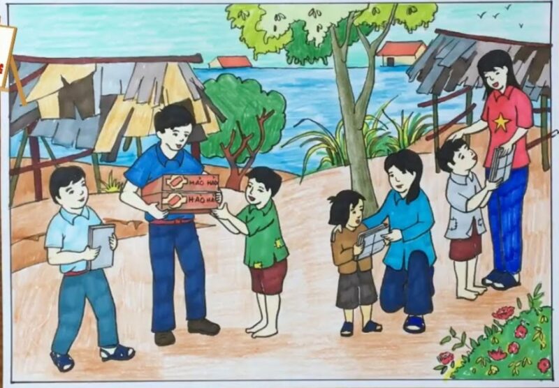 Mẫu  Vẽ tranh cuộc sống sinh hoạt làm từ thiện vùng quê
