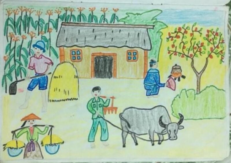 Mẫu  Vẽ tranh cuộc sống sinh hoạt người nông dân