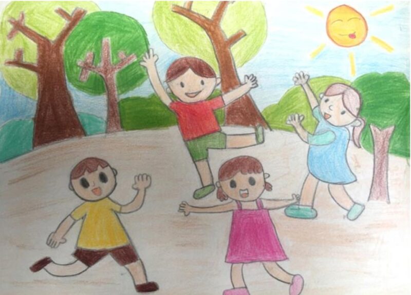 Mẫu  Vẽ tranh cuộc sống vui chơi cùng các bạn