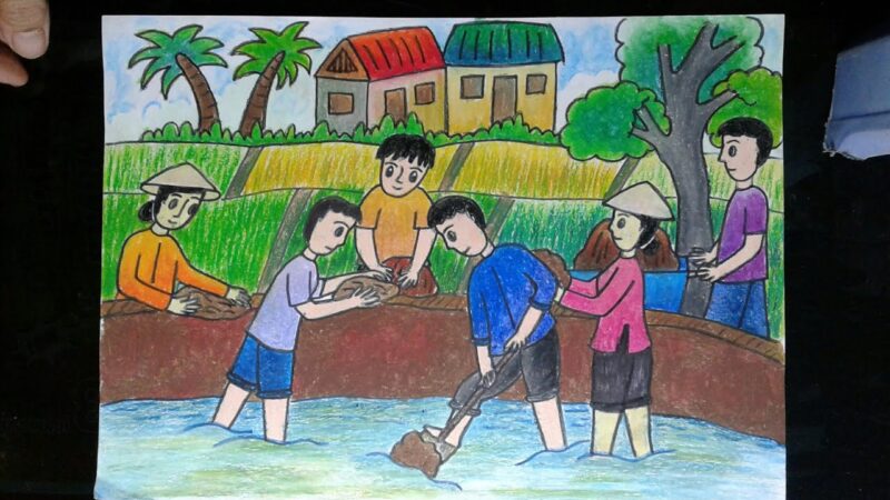 tác phẩm vẽ tranh đề tài sinh hoạt ở làng quê