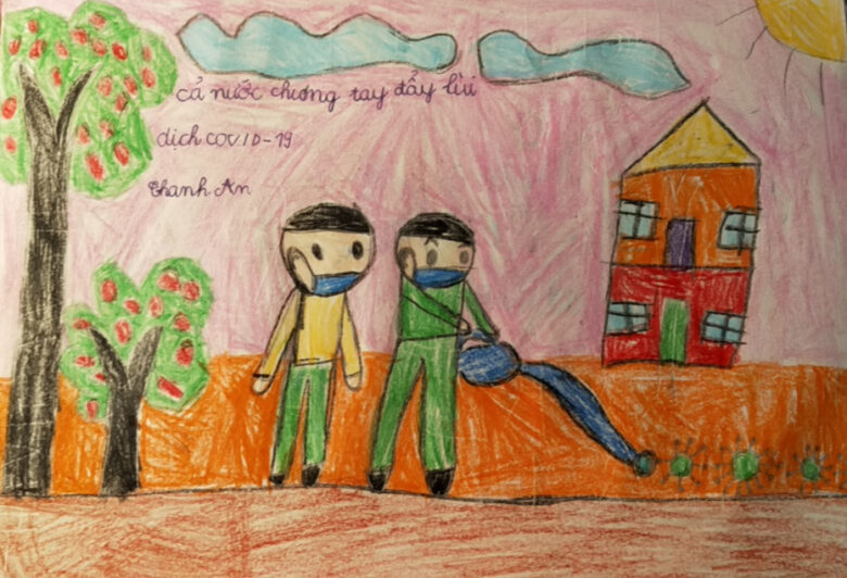 vẽ tranh hà nội chống dịch covid