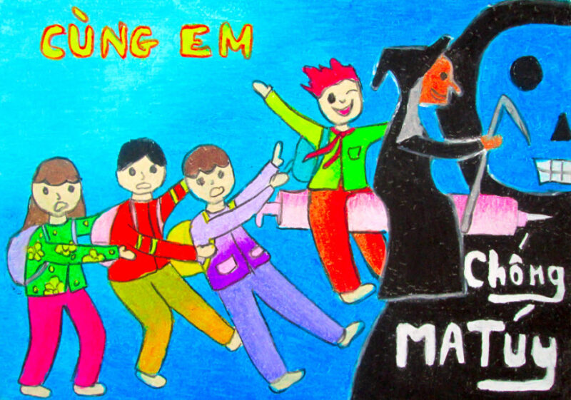 Mẫu  Vẽ tranh phòng chống ma túy cùng nhau phòng chống ma túy