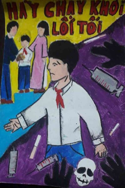 Mẫu  Vẽ tranh phòng chống ma túy hãy chạy khỏi ma túy