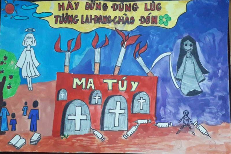 Mẫu  Vẽ tranh phòng chống ma túy ma túy đưa ta gần với cái chết
