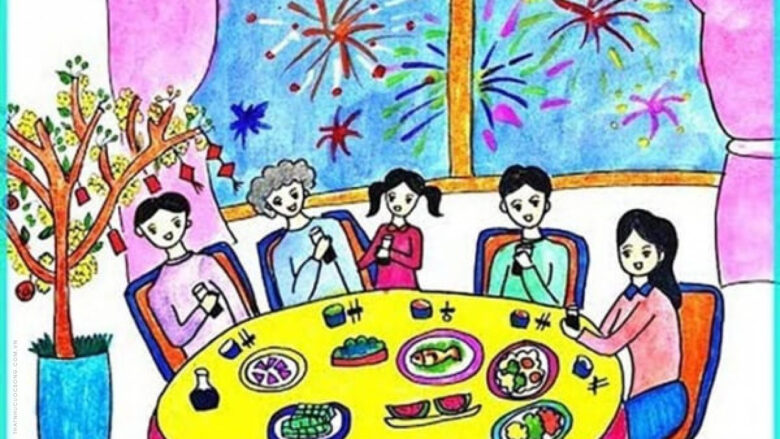 vẽ tranh sinh hoạt gia đình