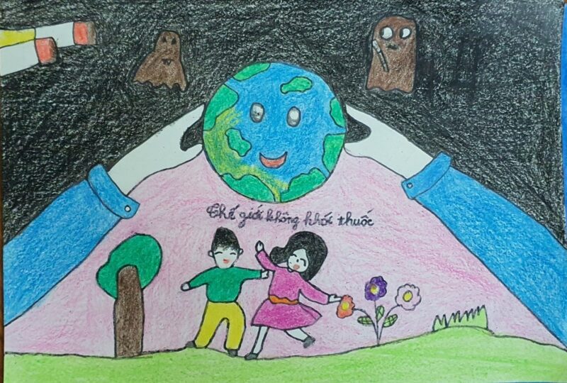 Top Tranh vẽ về đề tài thế giới không khói thuốc bàn tay ôm trái đất