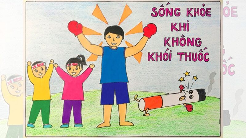 Top Tranh vẽ thế giới không khói thuốc đánh bại thuốc lá