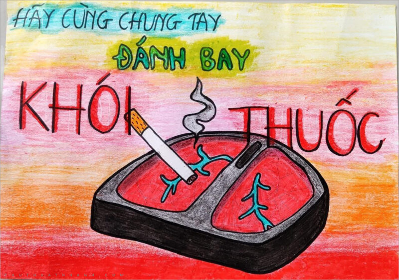 Top Tranh vẽ thế giới không khói thuốc gạt tàn