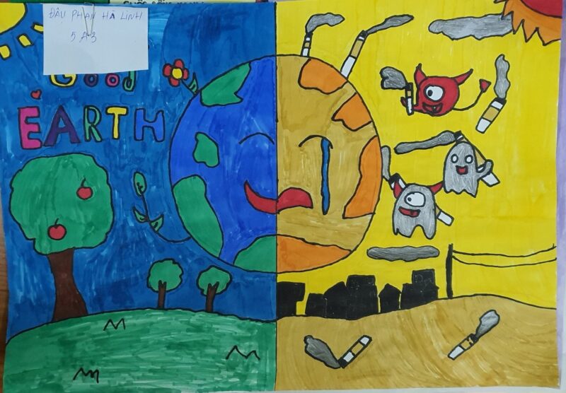 Top Tranh vẽ thế giới không khói thuốc sự khác biệt của 2 nửa trái đất