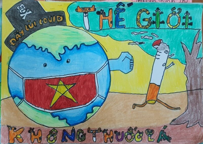 Top Tranh vẽ thế giới không khói thuốc trái đất đeo khẩu trang