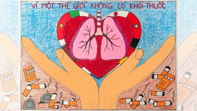 Top Tranh vẽ thế giới không khói thuốc về lá phổi