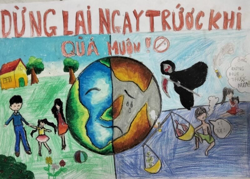 Mẫu  Vẽ tranh thế giới không khói thuốc độc đáo