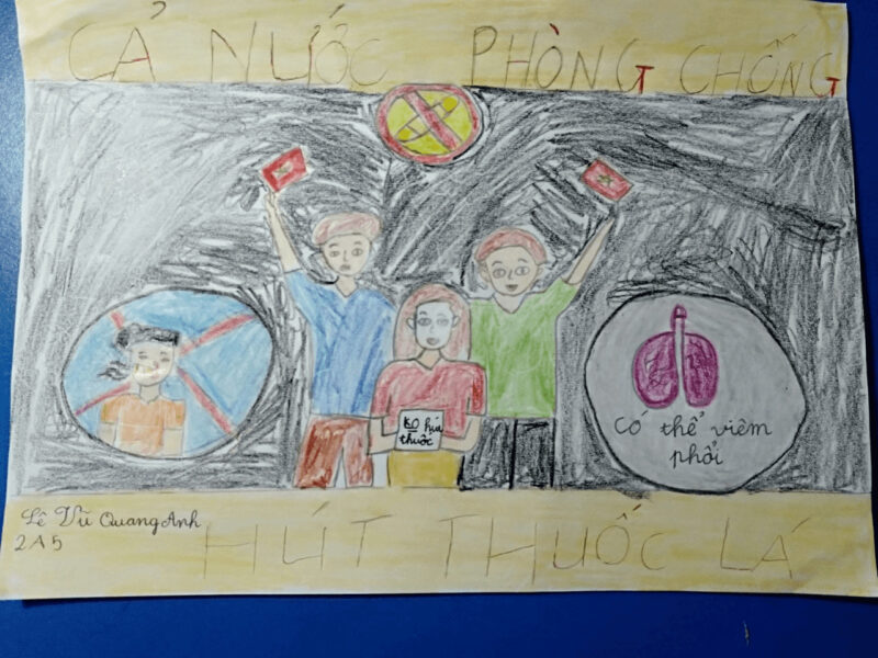 Mẫu  Vẽ tranh thế giới không khói thuốc từ màu sáp