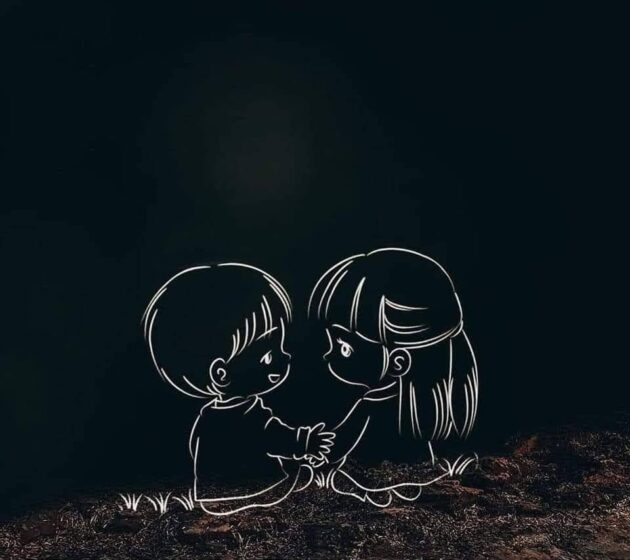 Hình avatar đen cặp đôi chibi